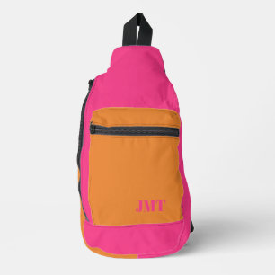Simple Bright Pink and Orange with Monogram Sling Bag