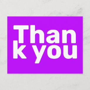 Simple Bright Purple Bold Modern Vibrant Thank You Postcard
