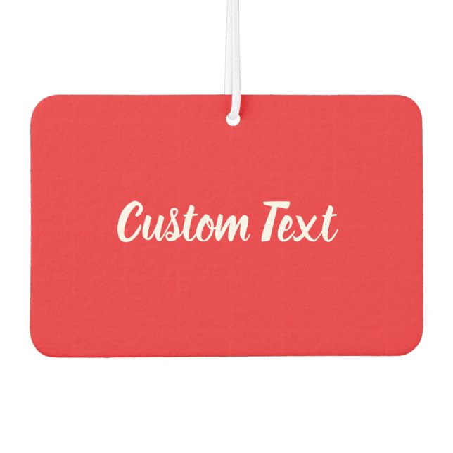 Simple Bright Red and White Script Text Template Air Freshener (Front)