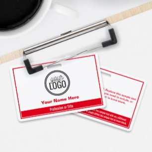 Simple Bright Red Colorblock Professional Name Tag Badge