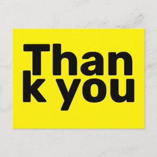 Simple Bright Yellow Bold Modern Vibrant Thank You Postcard