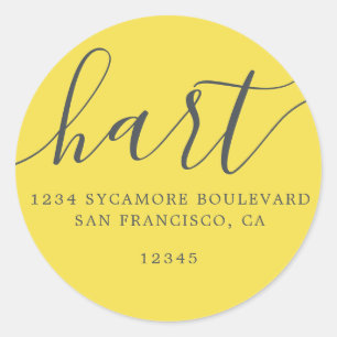 Simple Bright Yellow Family Return Address Label