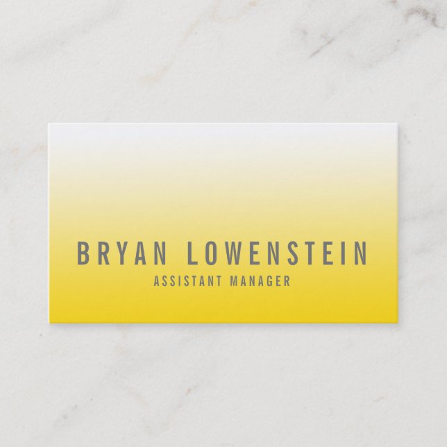 Simple Bright Yellow Ombre Pattern Modern Business Card (Front)