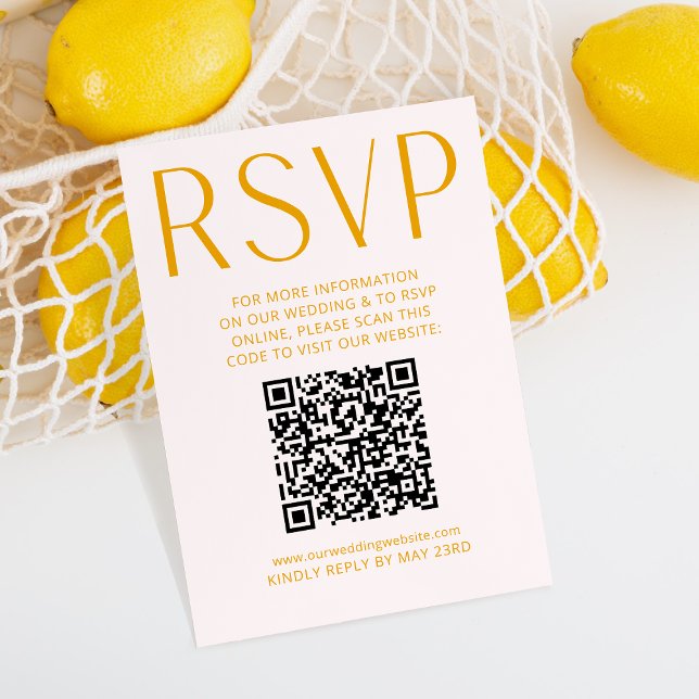 Simple Bright Yellow RSVP Online QR code Card (Creator Uploaded)