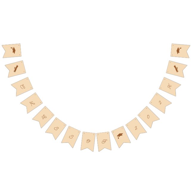 Simple Brown And Beige Customizable Graduation Bunting Flags (All)