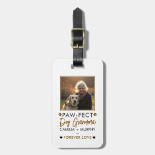 Simple Brown & Black Text Dog Grandma Photo Luggage Tag