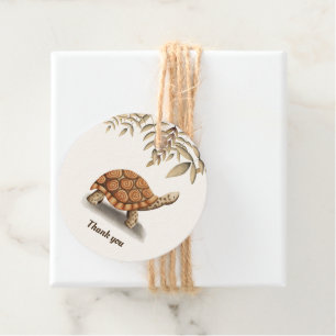 Simple Brown Botanical Tortoise Thank You Favour Tags