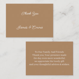 Simple Brown Customized Wedding Thank You Card