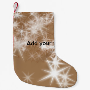 Simple brown glitter sparkle stars add your text   small christmas stocking