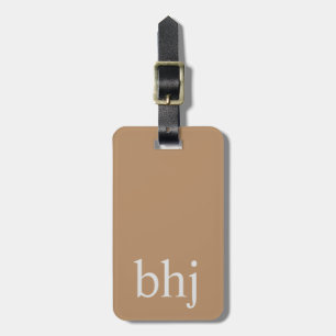 Simple Brown Initial Monogram  Luggage Tag