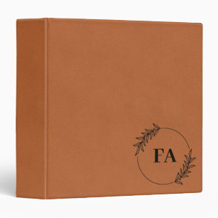 Simple Brown Leather With Floral Cycle Typography Binder