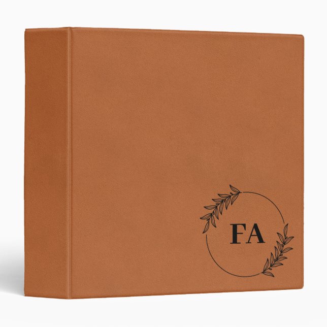 Simple Brown Leather With Floral Cycle Typography Binder (Front/Spine)