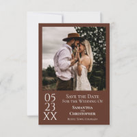 Simple Brown Modern Minimal Photo Wedding