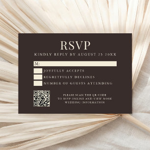 Simple Brown Modern Wedding RSVP Card