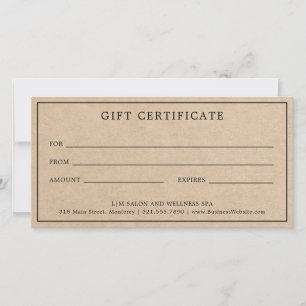 Simple Brown Monogram Business Gift Certificate