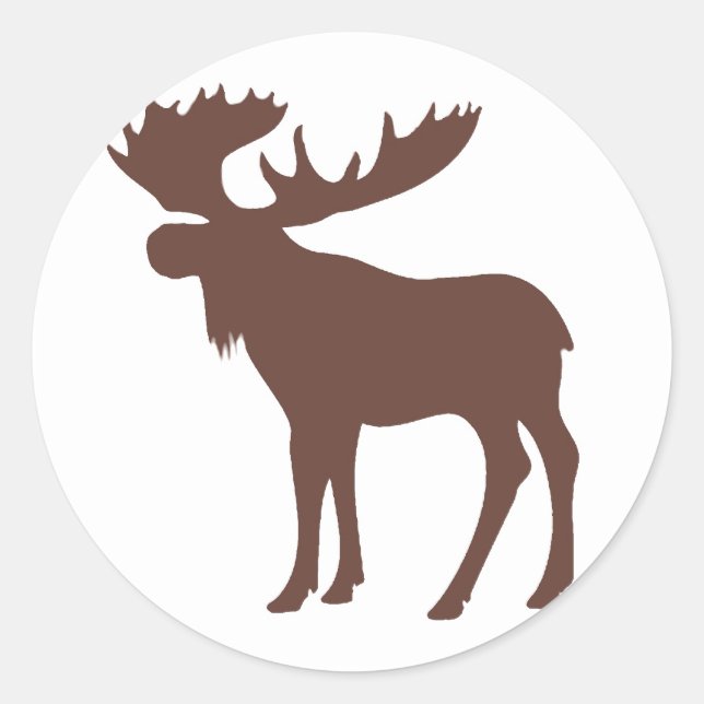 Simple brown moose symbol classic round sticker (Front)