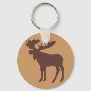 Simple brown moose symbol keychain