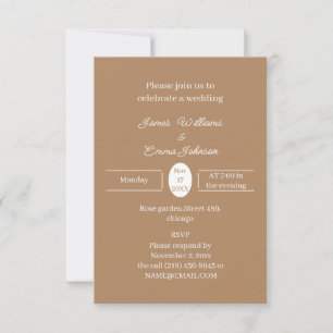 Simple Brown Personalised Wedding Invitation