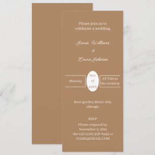 Simple Brown Personalised Wedding Invitation