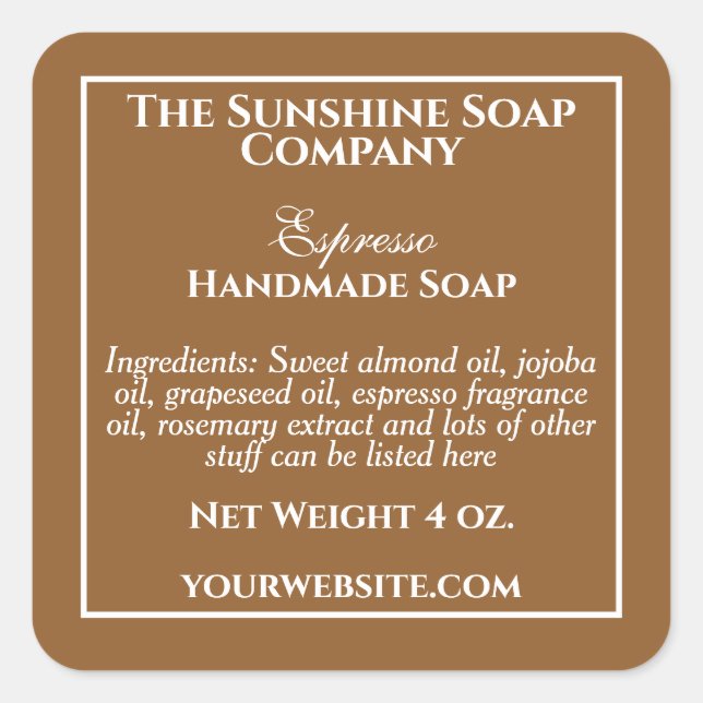 Simple Brown Soap and Cosmetics Label  (Front)