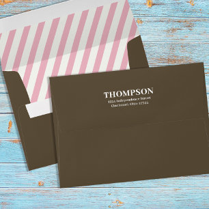 Simple Brown Stripe Neapolitan Return Address Envelope