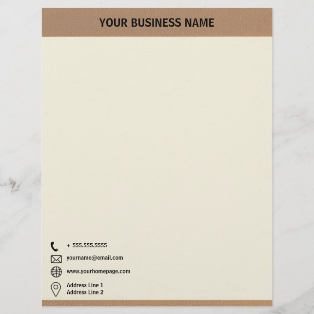 Simple Brown Texture Border Corporate Letterhead (Front)