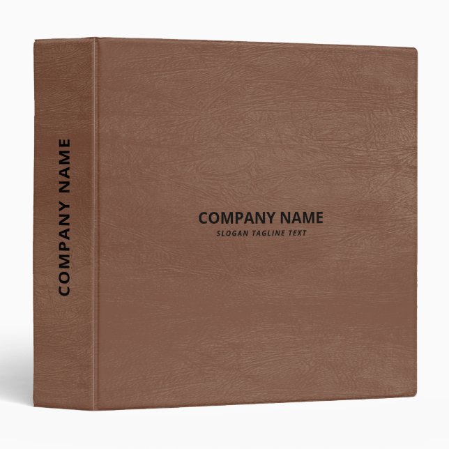  Simple Brown Vintage Leather Black Custom Text Binder (Front/Spine)