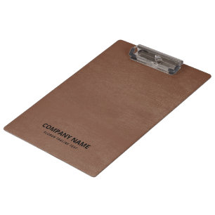  Simple Brown Vintage Leather Black Custom Text Clipboard