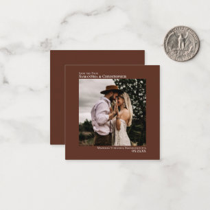 Simple Brown Wedding Save the Date Photo Mini Card
