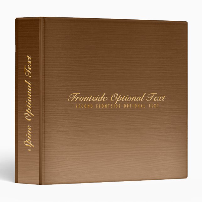 Simple Brown Wood Grain Texture Monogram Binder (Front/Spine)