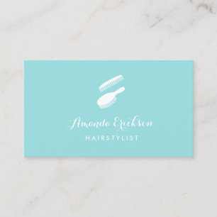 Simple Brush and Comb Custom Colour Hairstylist Business Card