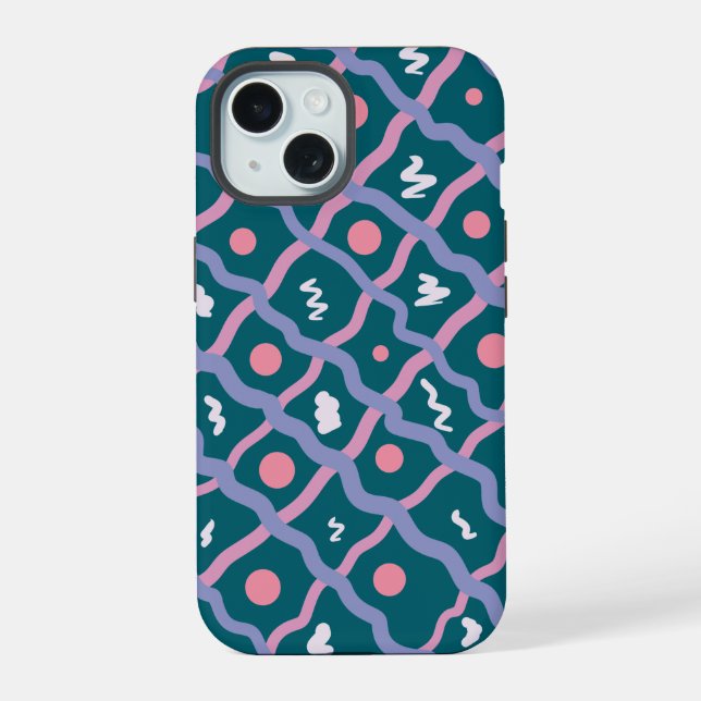 simple brush line pattern iPhone 15 case (Back)