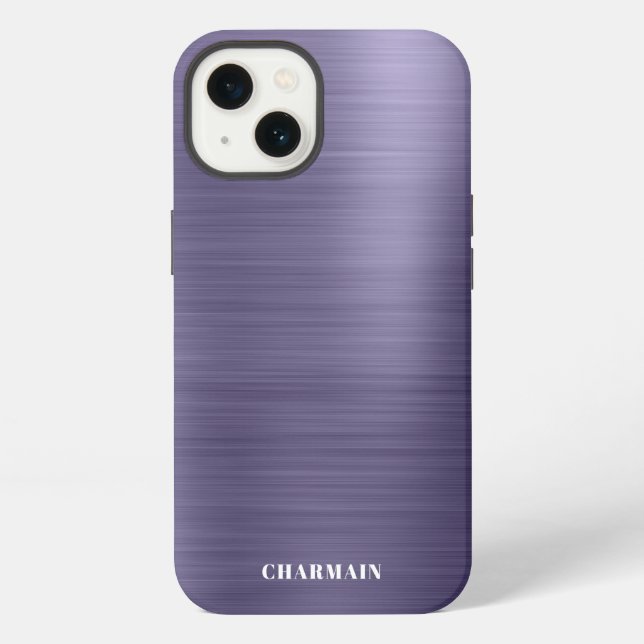Simple Brush Metal Midnight iPhone Case (Back)