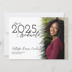 Simple Brush Stroke Photo Graduation Announcement