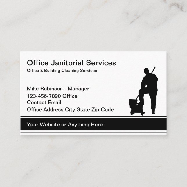 Simple Budget Janitorial Cleaning Service Business Card (Front)