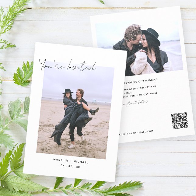 Simple Budget Wedding Modern Minimalist Photo Invitation (Creator Uploaded)
