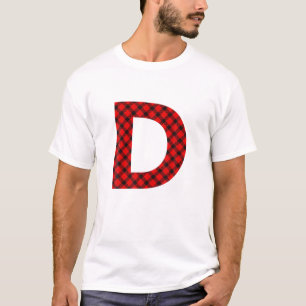 Simple Buffalo Plaid Capital Letter D Buffalo Plai T-Shirt