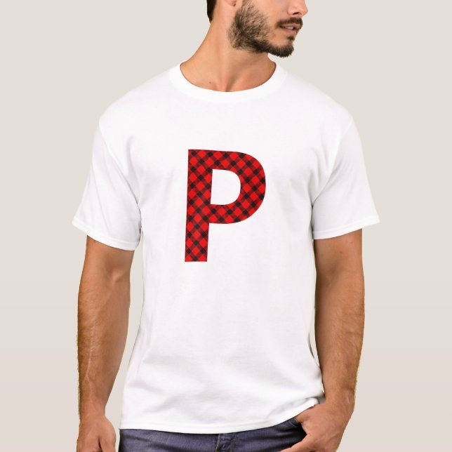 Simple Buffalo Plaid Capital Letter P Buffalo Plai T-Shirt (Front)