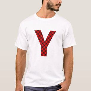 Simple Buffalo Plaid Capital Letter Y Buffalo Plai T-Shirt