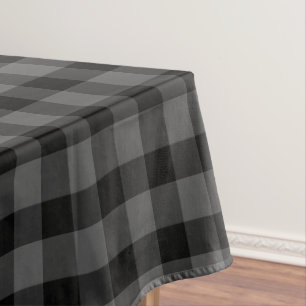 Simple Buffalo Plaid Grey & Black Pattern Rustic Tablecloth