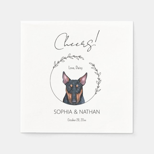 Simple Bull Terrier Dog Wedding Cocktail  Napkin (Front)