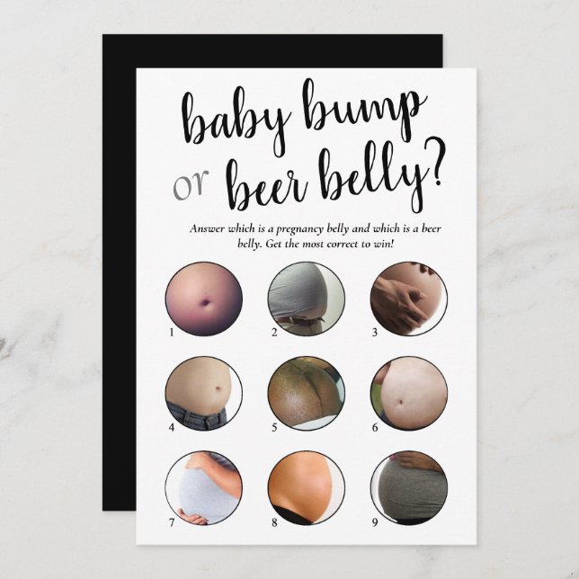 Simple Bump or Beer Belly | Black Script Game Card (Front/Back)