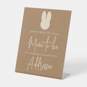 Simple Bunny Mom to be addressee Pedestal Sign