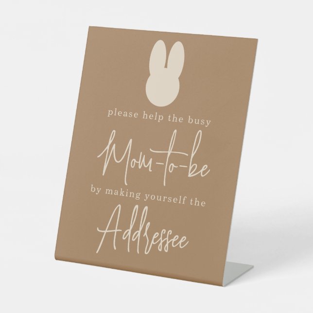 Simple Bunny Mom to be addressee Pedestal Sign (Front)