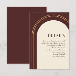 Simple Burgundy Arch Wedding Guest Detail Enclosure Card