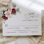 Simple Burgundy Blush Floral Greenery Meal Options RSVP Card<br><div class="desc">Designed to coordinate with our Romantic Blooms wedding collection,  this customizable RSVP card,  features watercolor burgundy and blush florals with greenery leaves and calligraphy script graphic text,  paired with a classy serif & modern sans font in black. Matching items available.</div>