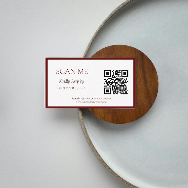 Simple Burgundy Botanical crest monogram wedding Enclosure Card (Creator Uploaded)