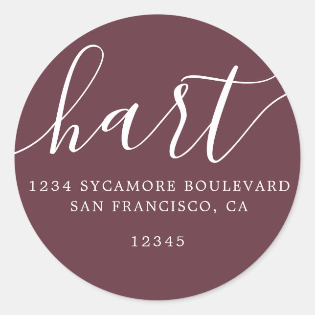 Simple Burgundy Family Return Address Label (Front)