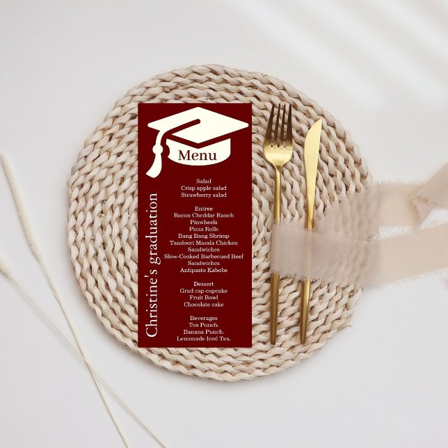 Simple  Burgundy Graduation party dinner menu  (Creator Uploaded)