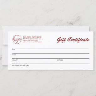 Simple Burgundy Logo Business Gift Certificate